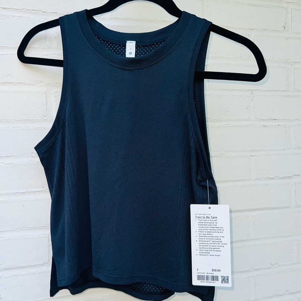 Lululemon Train to Be Tank
Black, Sz 2, NWT